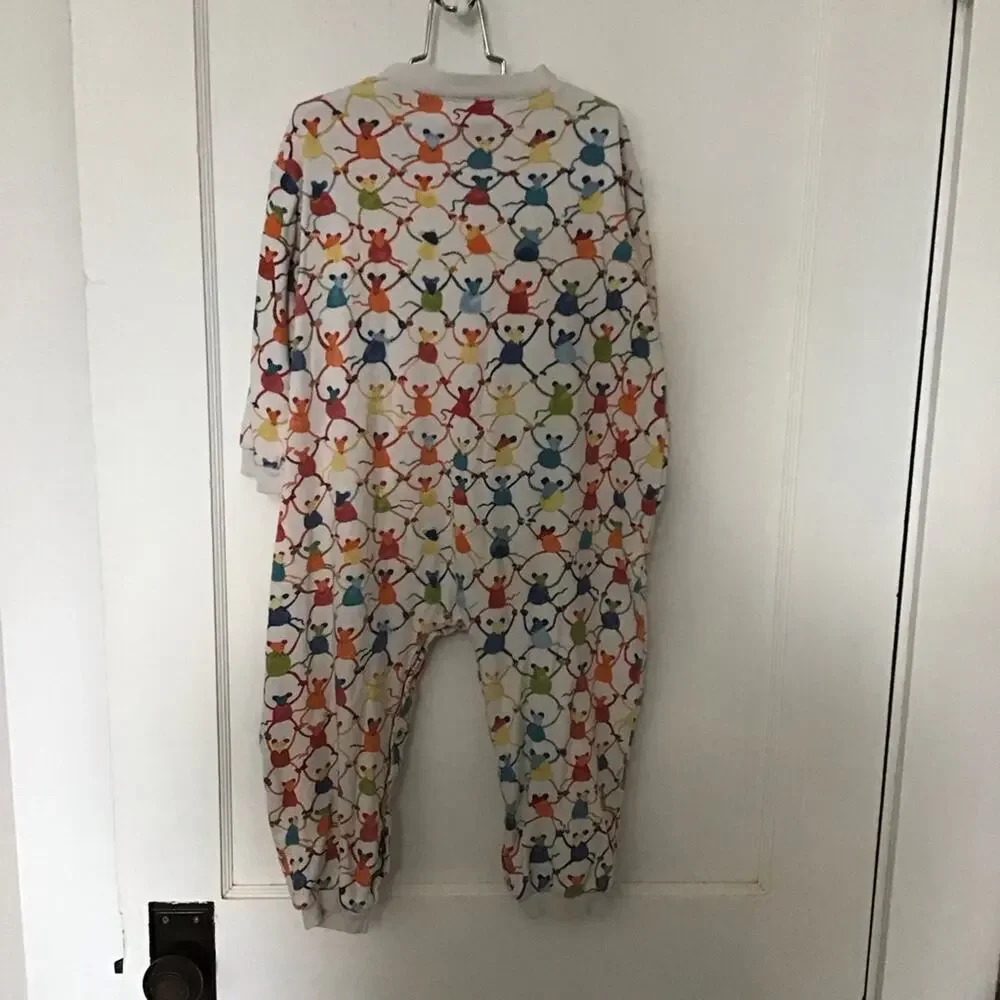 Garnet Hill 100% Cotton Adorable Mouse Full Snap Pajamas 4T